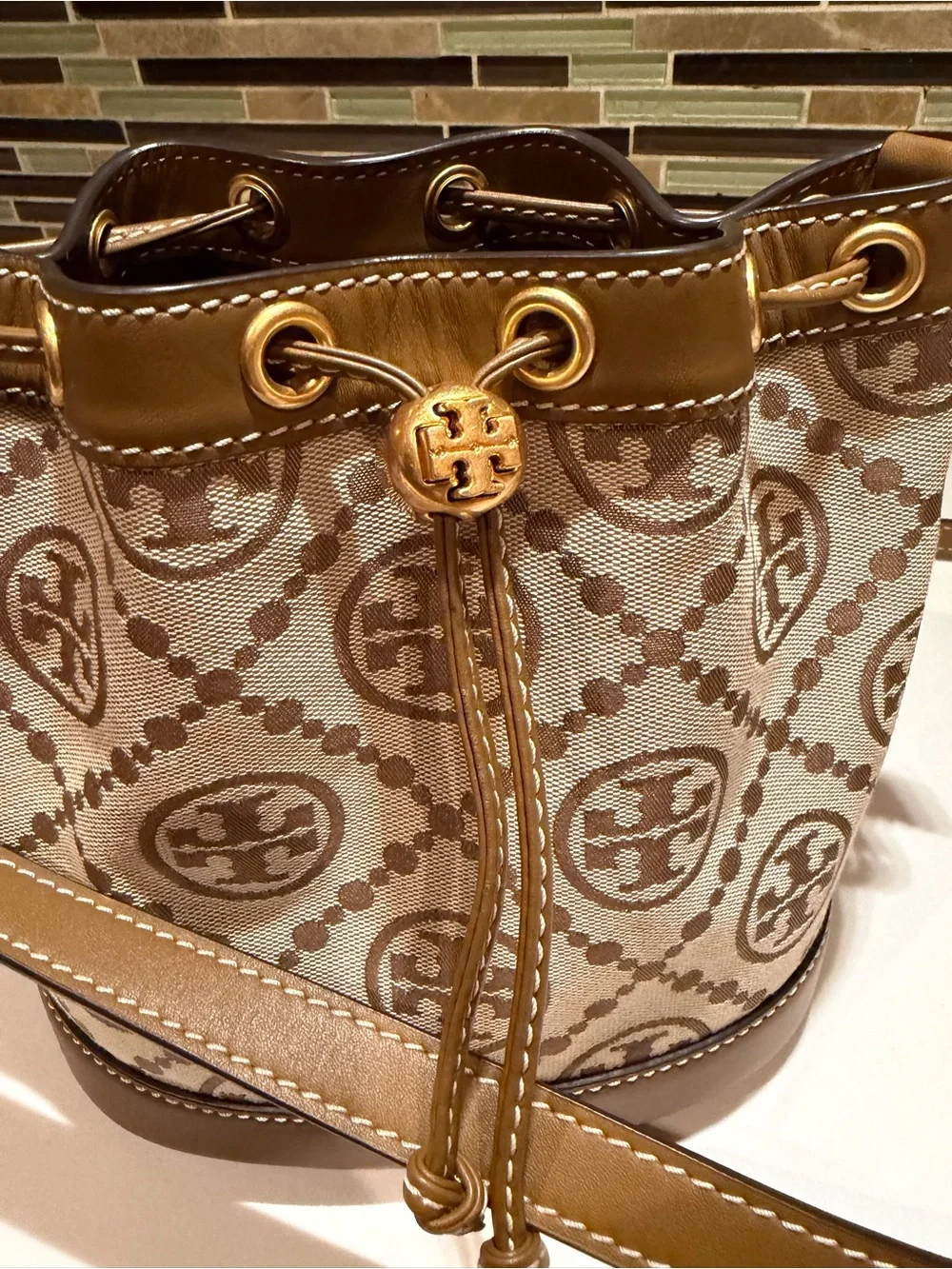 Tory Burch T Monogram Jacquard Bucket Bag